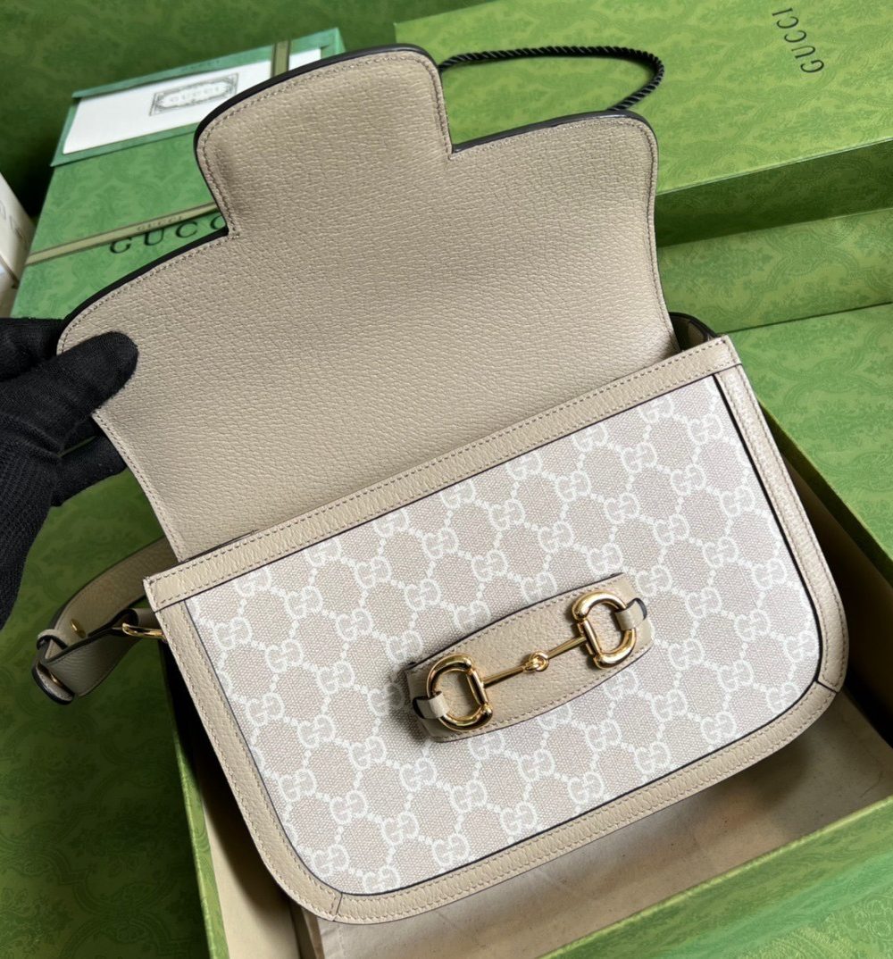 1:1 Replica Gucci Horsebit 1955 GG Mini Bag Beige For Women, Women's Bags 8.1in/21cm GG ‎‎658574 UULAG 9682
