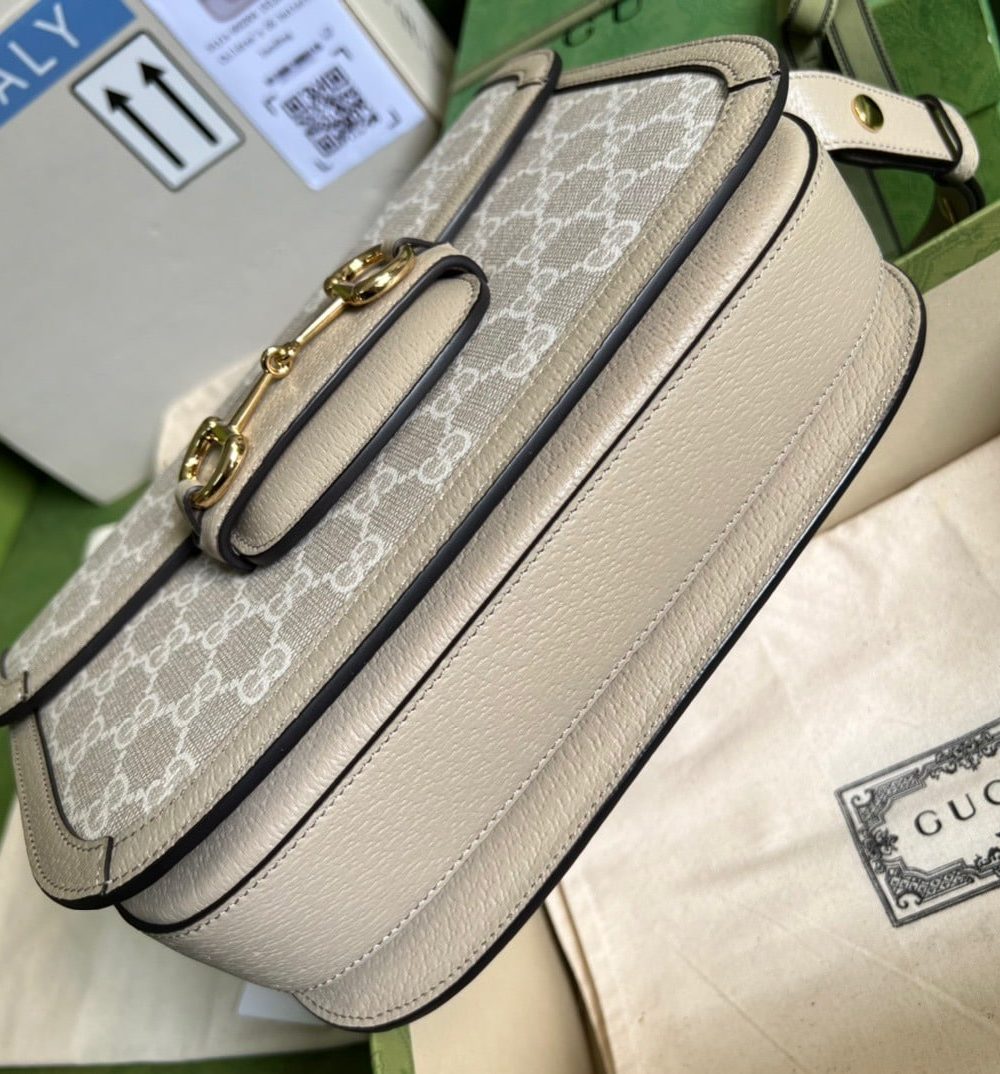 1:1 Replica Gucci Horsebit 1955 GG Mini Bag Beige For Women, Women's Bags 8.1in/21cm GG ‎‎658574 UULAG 9682