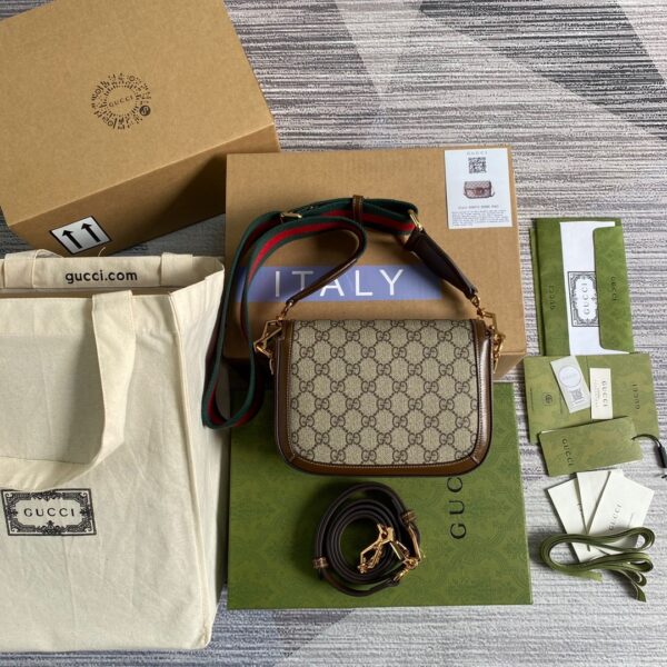 1:1 Replica Gucci Horsebit 1955 GG Mini Bag Beige For Women, Women's Bags 8in/21cm GG