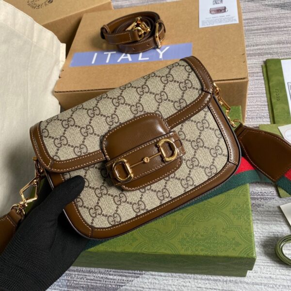 1:1 Replica Gucci Horsebit 1955 GG Mini Bag Beige For Women, Women's Bags 8in/21cm GG