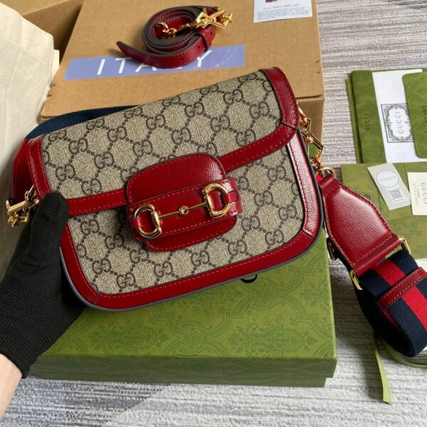 1:1 Replica Gucci Horsebit 1955 GG Mini Bag Red For Women, Women's Bags 8in/21cm GG