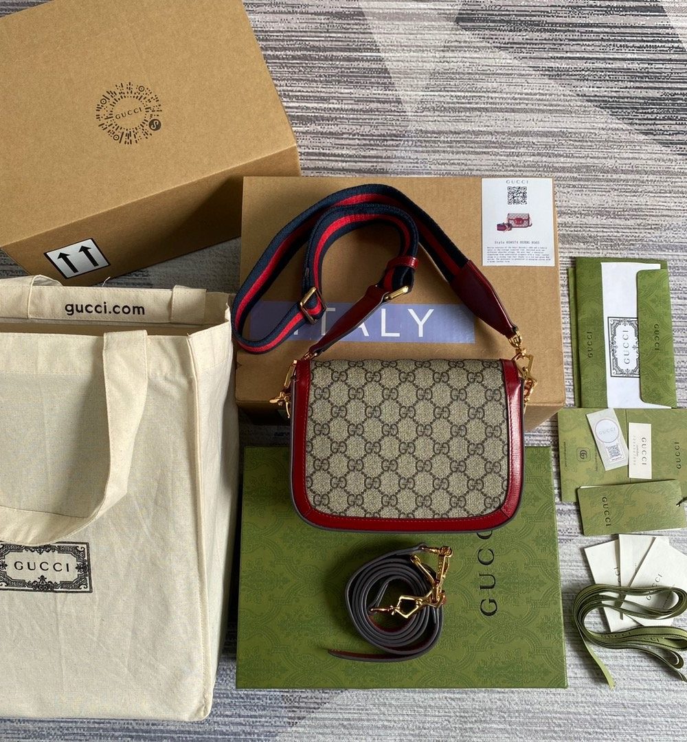 1:1 Replica Gucci Horsebit 1955 GG Mini Bag Red For Women, Women's Bags 8in/21cm GG