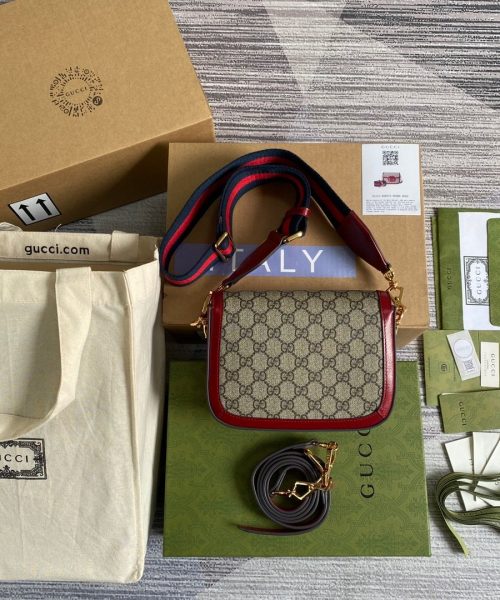 1:1 Replica Gucci Horsebit 1955 GG Mini Bag Red For Women, Women's Bags 8in/21cm GG