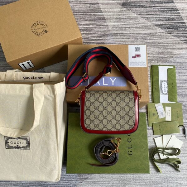 1:1 Replica Gucci Horsebit 1955 GG Mini Bag Red For Women, Women's Bags 8in/21cm GG