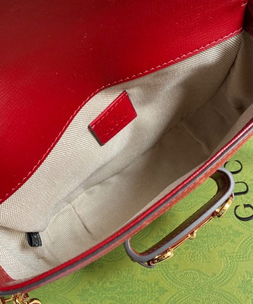 1:1 Replica Gucci Horsebit 1955 GG Mini Bag Red For Women, Women's Bags 8in/21cm GG