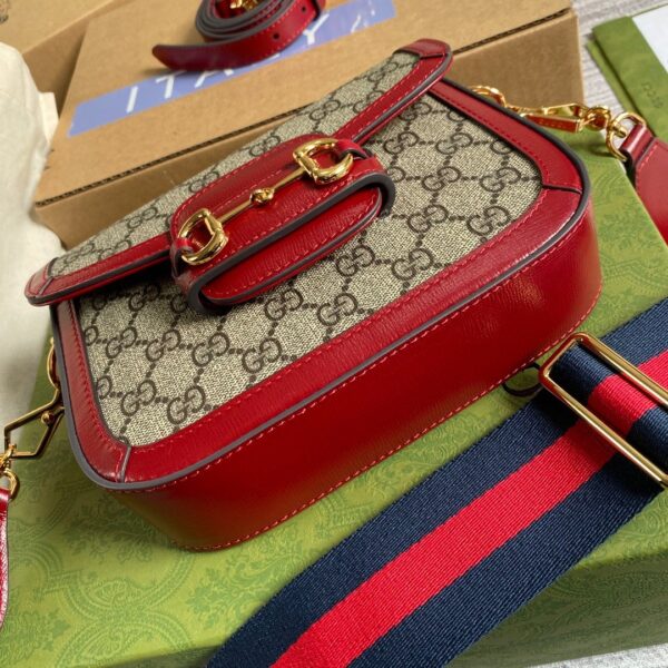 1:1 Replica Gucci Horsebit 1955 GG Mini Bag Red For Women, Women's Bags 8in/21cm GG