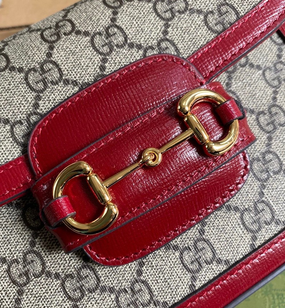 1:1 Replica Gucci Horsebit 1955 GG Mini Bag Red For Women, Women's Bags 8in/21cm GG