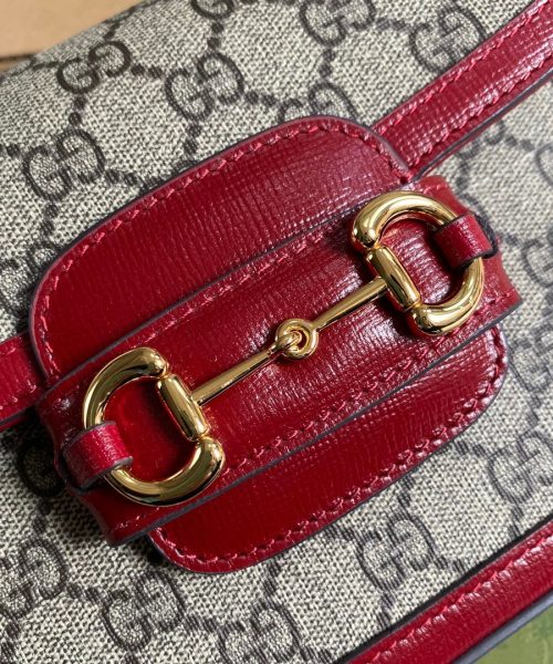 1:1 Replica Gucci Horsebit 1955 GG Mini Bag Red For Women, Women's Bags 8in/21cm GG