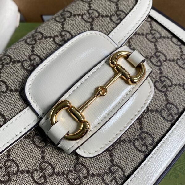 1:1 Replica Gucci Horsebit 1955 GG Mini Bag White For Women, Women's Bags 8in/21cm GG