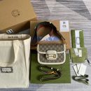 1:1 Replica Gucci Horsebit 1955 GG Mini Bag White For Women, Women's Bags 8in/21cm GG