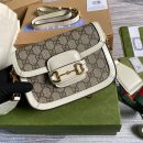 1:1 Replica Gucci Horsebit 1955 GG Mini Bag White For Women, Women's Bags 8in/21cm GG