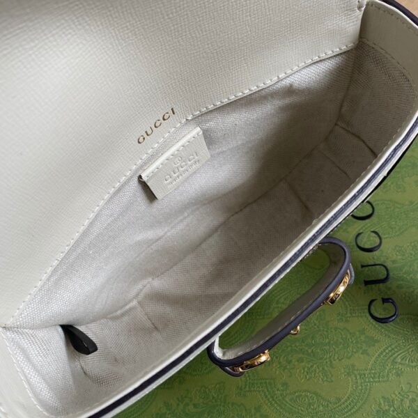 1:1 Replica Gucci Horsebit 1955 GG Mini Bag White For Women, Women's Bags 8in/21cm GG