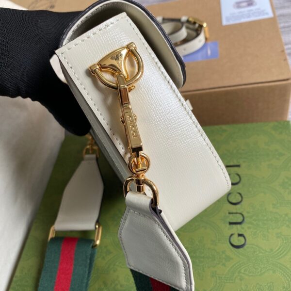 1:1 Replica Gucci Horsebit 1955 GG Mini Bag White For Women, Women's Bags 8in/21cm GG