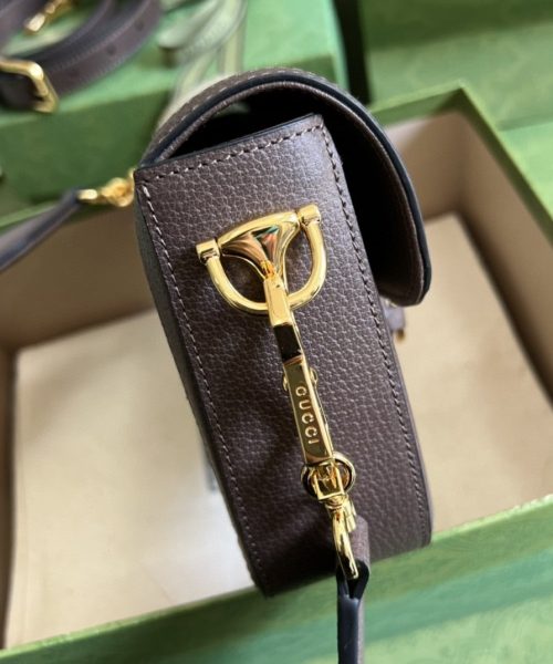 1:1 Replica Gucci Horsebit 1955 Jumbo Mini Bag Camel And Ebony Jumbo GG Canvas For Women 8in/21cm 658574 UKMDG 2570
