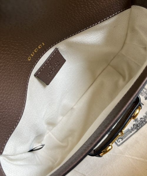 1:1 Replica Gucci Horsebit 1955 Jumbo Mini Bag Camel And Ebony Jumbo GG Canvas For Women 8in/21cm 658574 UKMDG 2570