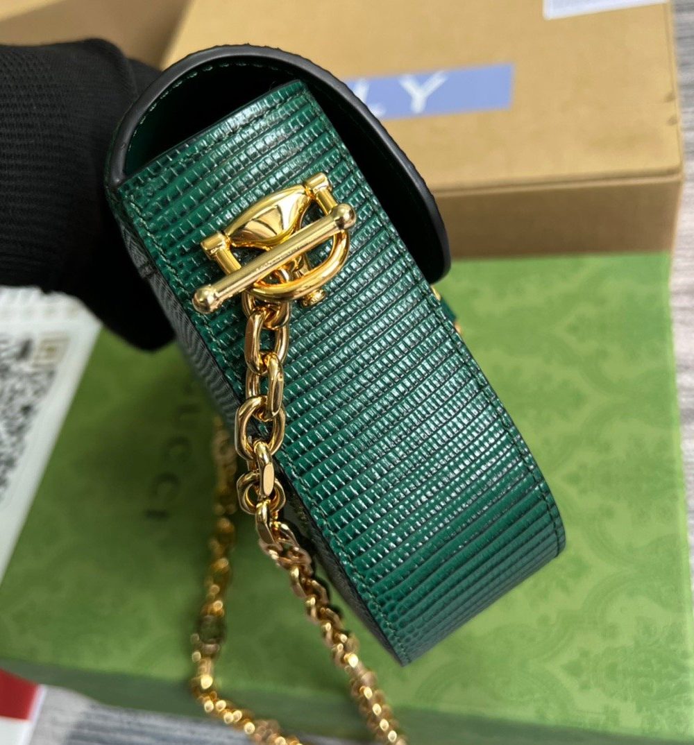 1:1 Replica Gucci Horsebit 1955 Lizard Mini Bag Green For Women, Women's Bags 8in/20cm GG‎ ‎675801 LUZ0G 3154