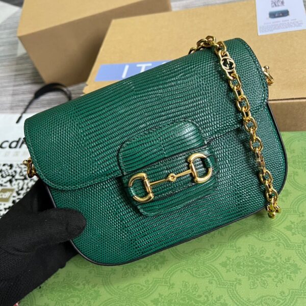 1:1 Replica Gucci Horsebit 1955 Lizard Mini Bag Green For Women, Women's Bags 8in/20cm GG‎ ‎675801 LUZ0G 3154