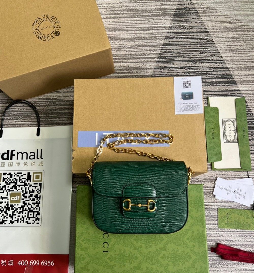 1:1 Replica Gucci Horsebit 1955 Lizard Mini Bag Green For Women, Women's Bags 8in/20cm GG‎ ‎675801 LUZ0G 3154