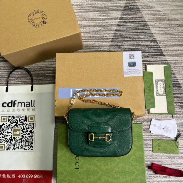 1:1 Replica Gucci Horsebit 1955 Lizard Mini Bag Green For Women, Women's Bags 8in/20cm GG‎ ‎675801 LUZ0G 3154