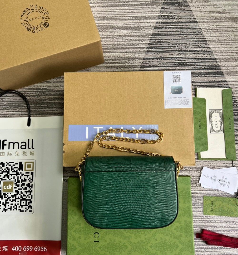 1:1 Replica Gucci Horsebit 1955 Lizard Mini Bag Green For Women, Women's Bags 8in/20cm GG‎ ‎675801 LUZ0G 3154