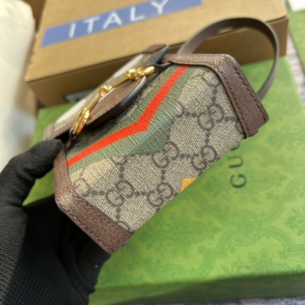 1:1 Replica Gucci Horsebit 1955 Mini Bag Beige And Ebony GG Supreme Canvas With Geometric Print For Women  6.7in/17cm GG  ‎625615 UQHFG 8679