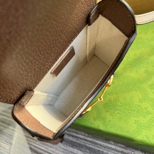 1:1 Replica Gucci Horsebit 1955 Mini Bag Beige And Ebony GG Supreme Canvas With Geometric Print For Women  6.7in/17cm GG  ‎625615 UQHFG 8679