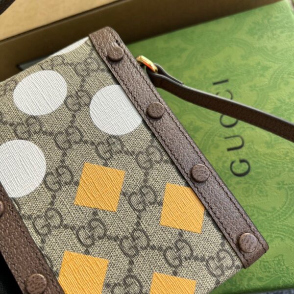 1:1 Replica Gucci Horsebit 1955 Mini Bag Beige And Ebony GG Supreme Canvas With Geometric Print For Women  6.7in/17cm GG  ‎625615 UQHFG 8679