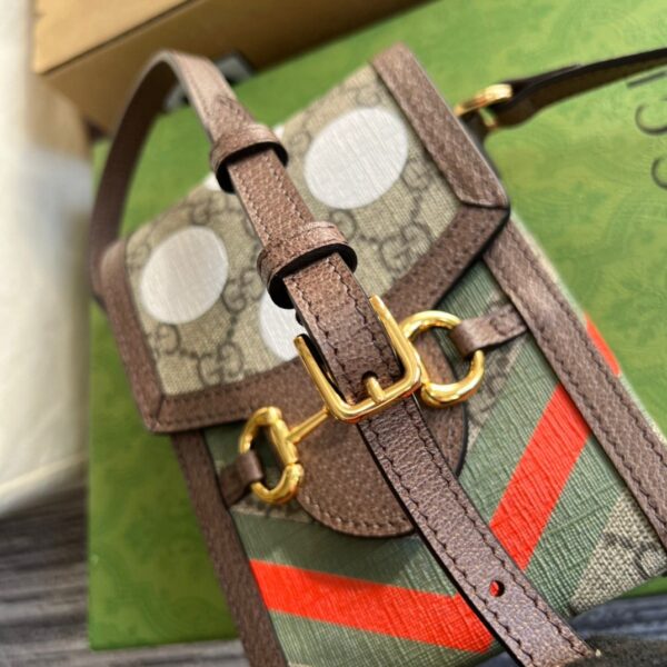 1:1 Replica Gucci Horsebit 1955 Mini Bag Beige And Ebony GG Supreme Canvas With Geometric Print For Women  6.7in/17cm GG  ‎625615 UQHFG 8679
