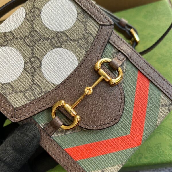1:1 Replica Gucci Horsebit 1955 Mini Bag Beige And Ebony GG Supreme Canvas With Geometric Print For Women  6.7in/17cm GG  ‎625615 UQHFG 8679