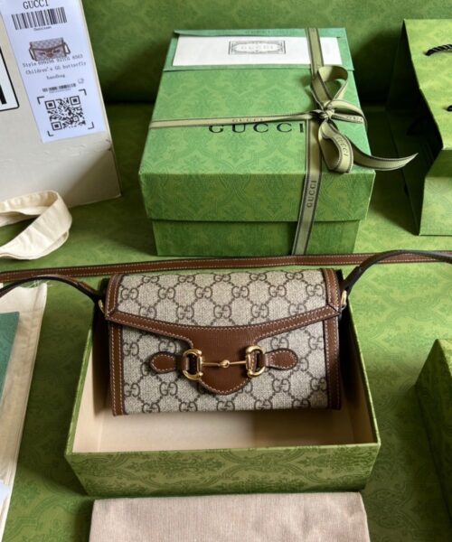 1:1 Replica Gucci Horsebit 1955 Mini Bag Beige For Women, Women's Bags 7.1in/18cm GG ‎‎‎699296 92TCG 8563