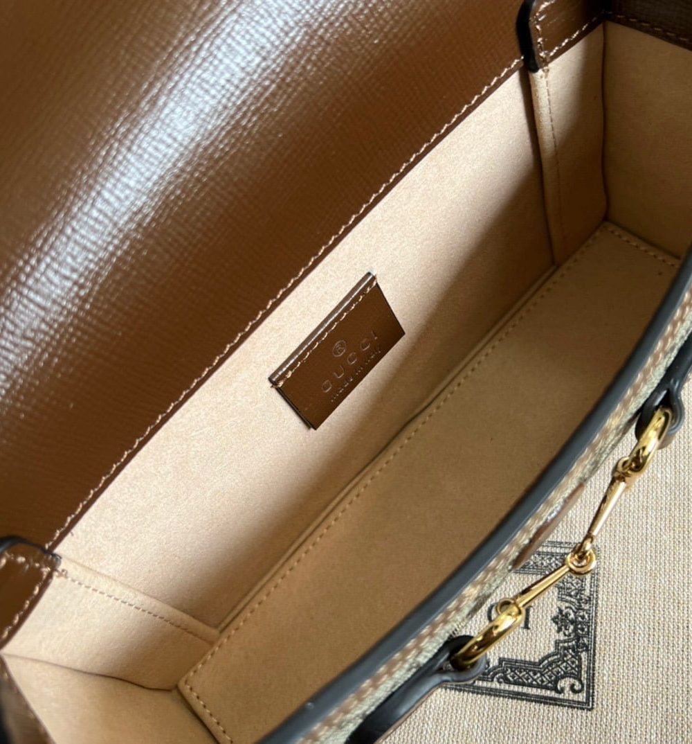 1:1 Replica Gucci Horsebit 1955 Mini Bag Beige For Women, Women's Bags 7.1in/18cm GG ‎‎‎699296 92TCG 8563