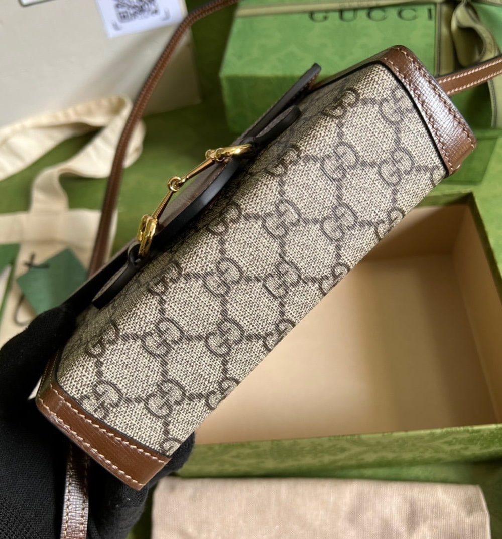 1:1 Replica Gucci Horsebit 1955 Mini Bag Beige For Women, Women's Bags 7.1in/18cm GG ‎‎‎699296 92TCG 8563