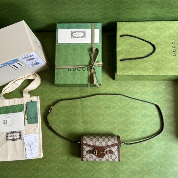 1:1 Replica Gucci Horsebit 1955 Mini Bag Beige For Women, Women's Bags 7.1in/18cm GG ‎‎‎699296 92TCG 8563