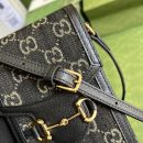 1:1 Replica Gucci Horsebit 1955 Mini Bag Black And Ivory GG Denim Jacquard For Women 6.7in/17cm 625615 UN3BG 1274