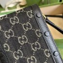 1:1 Replica Gucci Horsebit 1955 Mini Bag Black And Ivory GG Denim Jacquard For Women 6.7in/17cm 625615 UN3BG 1274