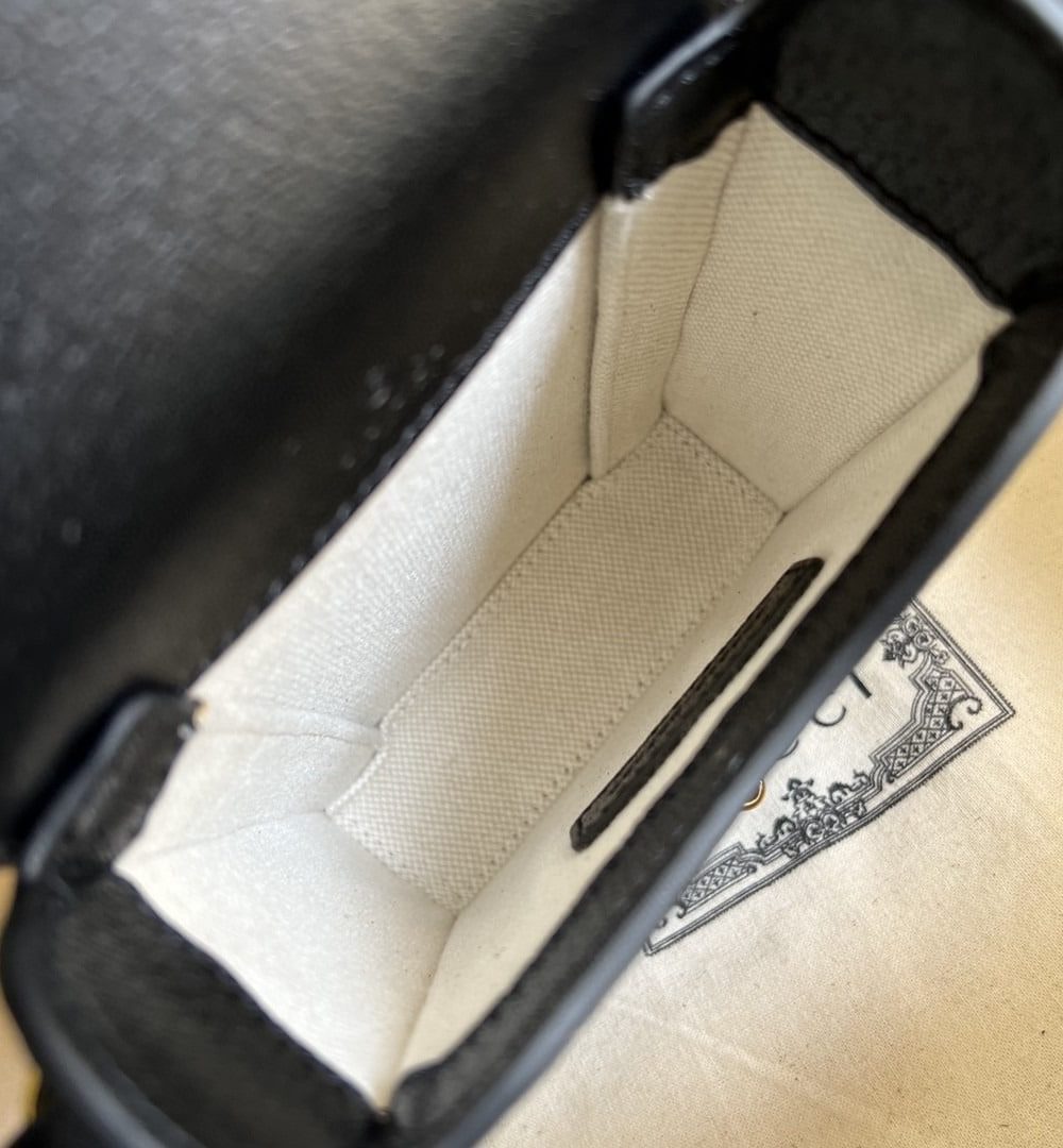 1:1 Replica Gucci Horsebit 1955 Mini Bag Black And Ivory GG Denim Jacquard For Women 6.7in/17cm 625615 UN3BG 1274