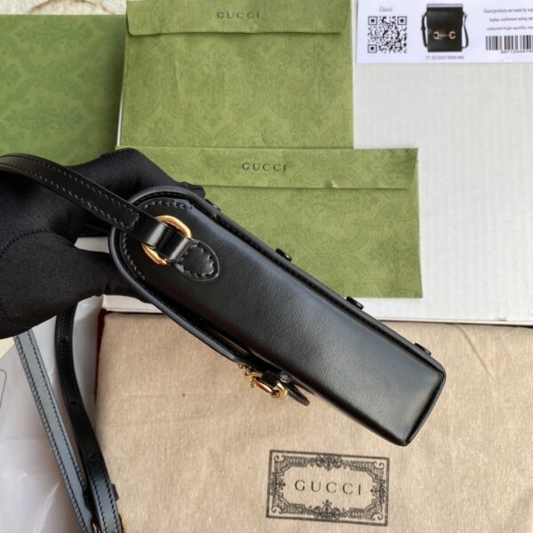 1:1 Replica Gucci Horsebit 1955 Mini Bag Black For Women And Men 6.7in/17cm GG 625615 0YK0G 1000