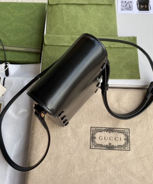 1:1 Replica Gucci Horsebit 1955 Mini Bag Black For Women And Men 6.7in/17cm GG 625615 0YK0G 1000