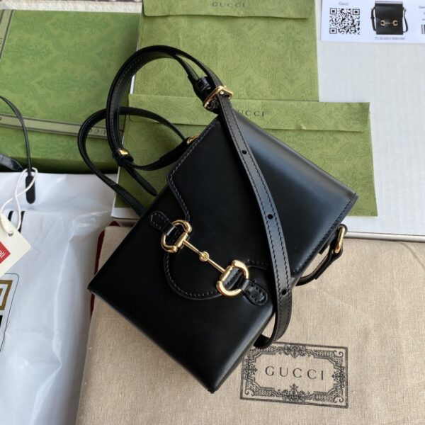 1:1 Replica Gucci Horsebit 1955 Mini Bag Black For Women And Men 6.7in/17cm GG 625615 0YK0G 1000