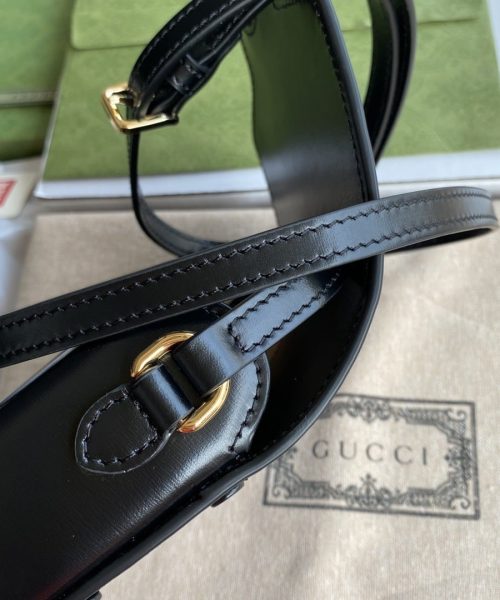1:1 Replica Gucci Horsebit 1955 Mini Bag Black For Women And Men 6.7in/17cm GG 625615 0YK0G 1000