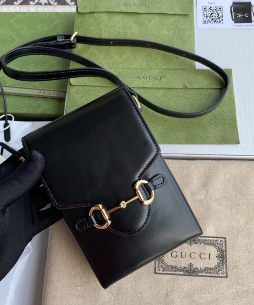1:1 Replica Gucci Horsebit 1955 Mini Bag Black For Women And Men 6.7in/17cm GG 625615 0YK0G 1000