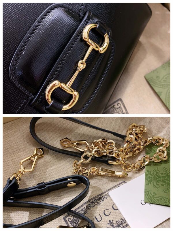 1:1 Replica Gucci Horsebit 1955 Mini Bag Black For Women, Women's Bags 8.7in/22cm GG 703848 AAA7G 1000