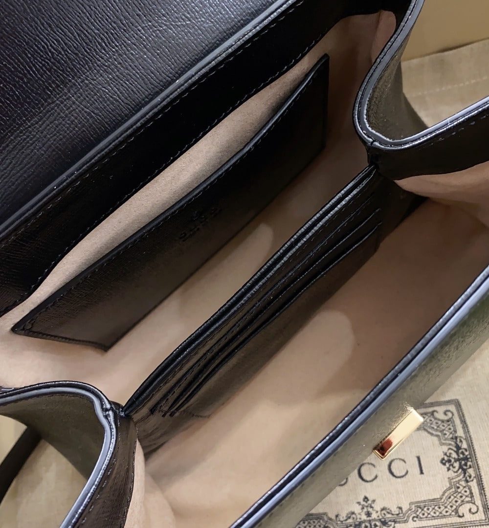 1:1 Replica Gucci Horsebit 1955 Mini Bag Black For Women, Women's Bags 8.7in/22cm GG 703848 AAA7G 1000