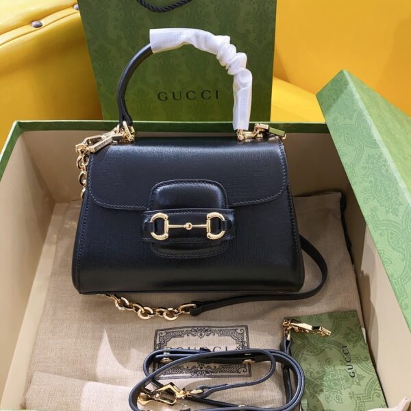 1:1 Replica Gucci Horsebit 1955 Mini Bag Black For Women, Women's Bags 8.7in/22cm GG 703848 AAA7G 1000