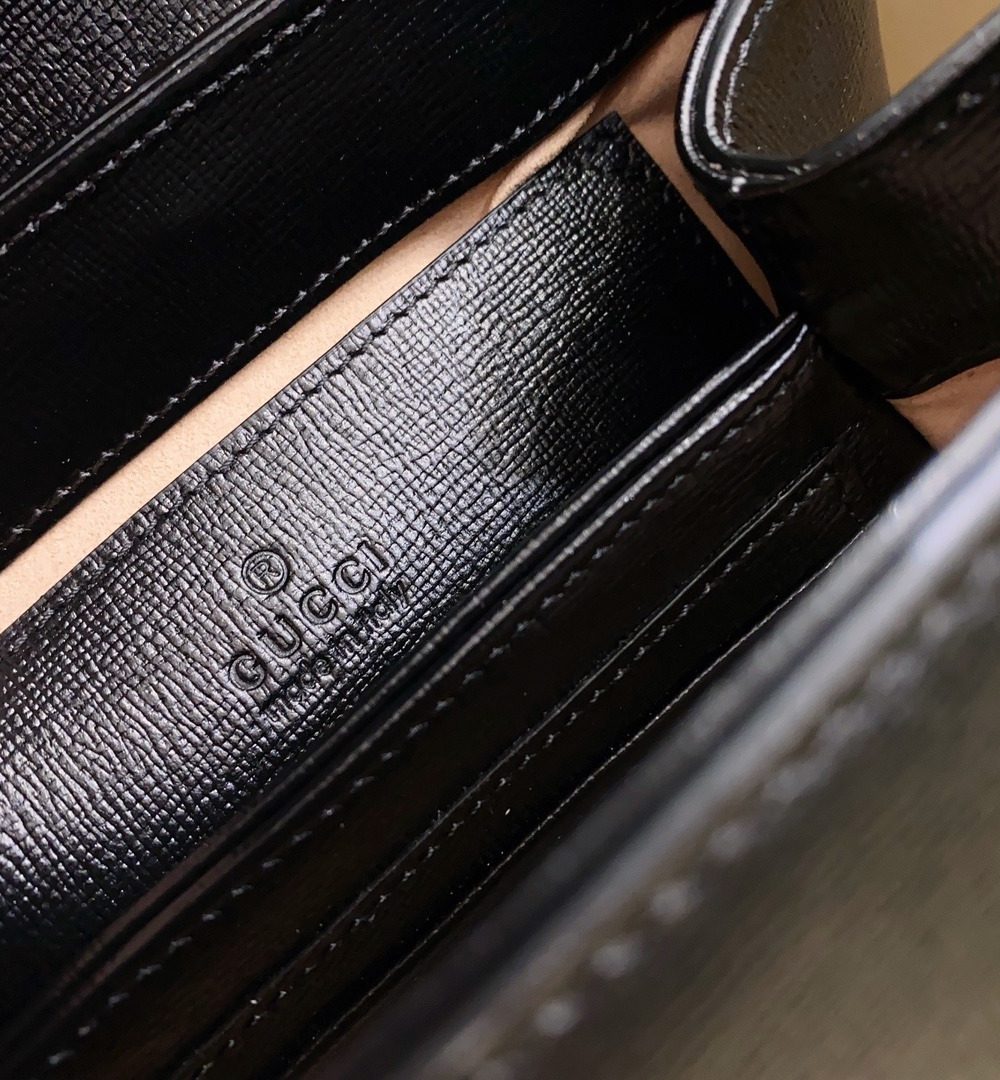 1:1 Replica Gucci Horsebit 1955 Mini Bag Black For Women, Women's Bags 8.7in/22cm GG 703848 AAA7G 1000