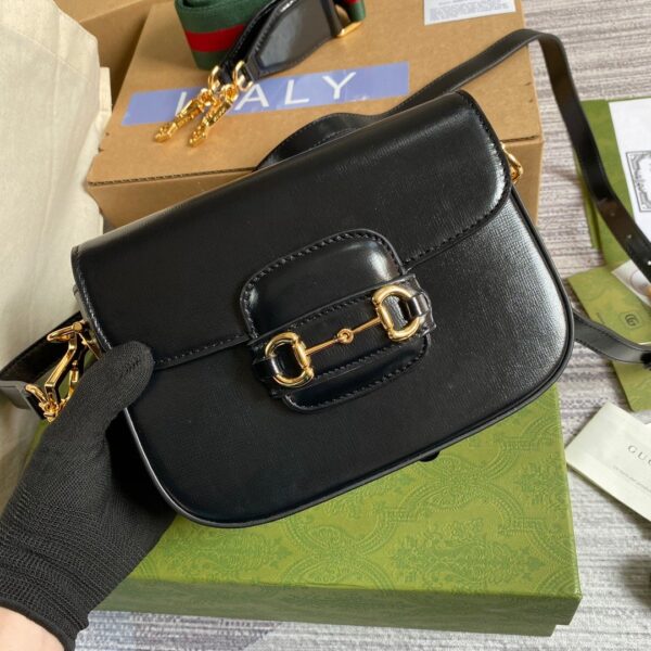 1:1 Replica Gucci Horsebit 1955 Mini Bag Black For Women, Women's Bags 8in/21cm GG 658574 18YSG 1060