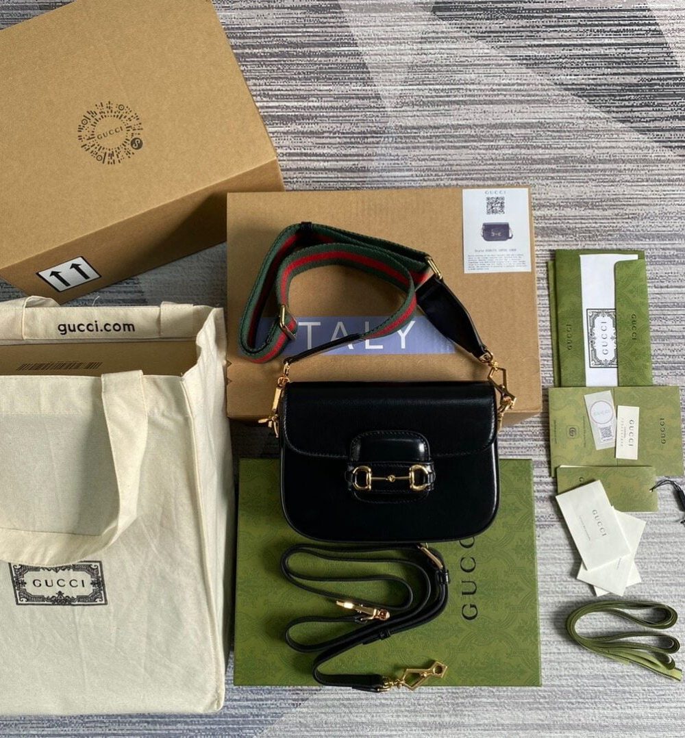 1:1 Replica Gucci Horsebit 1955 Mini Bag Black For Women, Women's Bags 8in/21cm GG 658574 18YSG 1060