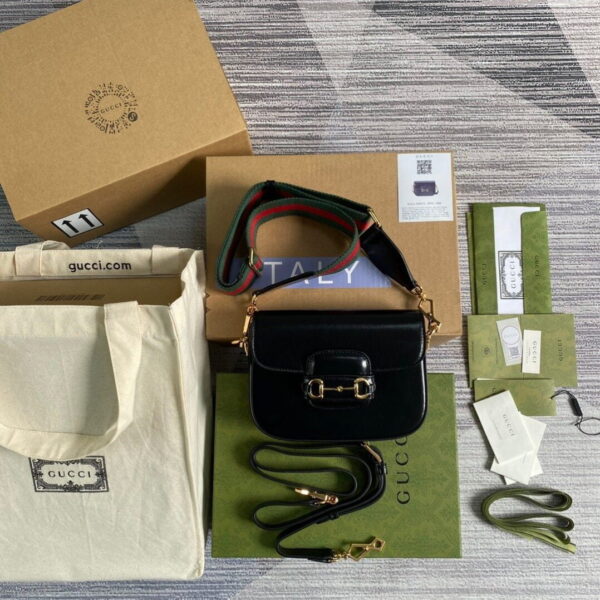 1:1 Replica Gucci Horsebit 1955 Mini Bag Black For Women, Women's Bags 8in/21cm GG 658574 18YSG 1060