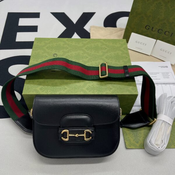 1:1 Replica Gucci Horsebit 1955 Mini Bag Black For Women, Women's Bags 8in/21cm GG 658574 18YSG 1060