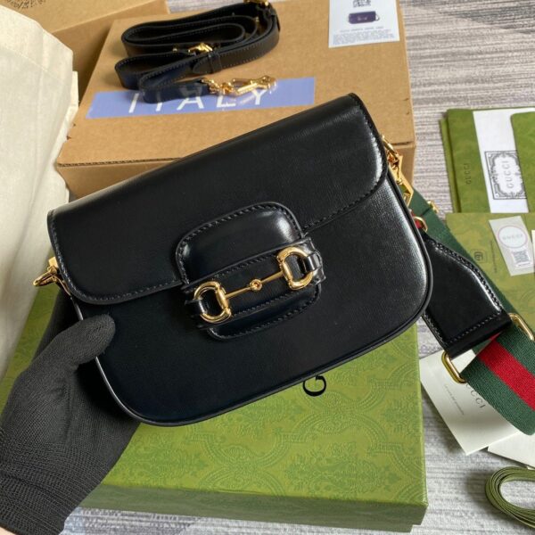 1:1 Replica Gucci Horsebit 1955 Mini Bag Black For Women, Women's Bags 8in/21cm GG 658574 18YSG 1060